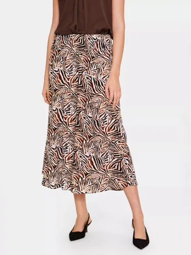 Saint Tropez Tessa Zebra Print Midi Skirt, Hot Fudge/Multi - Hot Fudge/Multi - Female