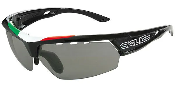 Salice 005 ITA CRX with Grey Lens NERO/RW VERDE Men's Sunglasses Black Size Large