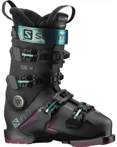 Salomon S/PRO 100 GW Women's Ski Boots 2023 - Black/Burgandy /Shift Green/Blue MP 25.5