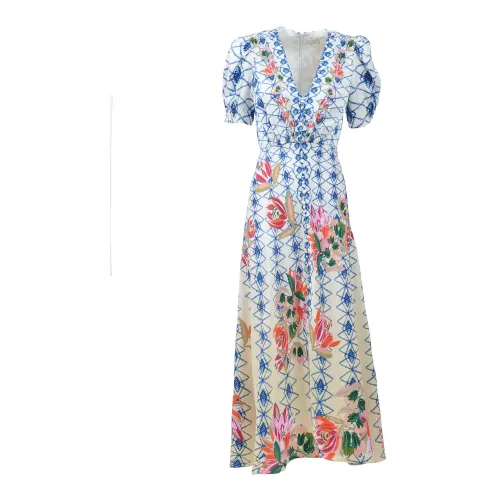 Saloni , Patterned V-Neck Shirt Dress ,Multicolor female, Sizes: