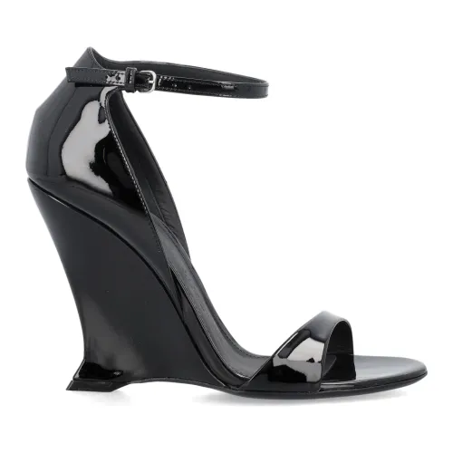 Salvatore Ferragamo , Black Closed Toe Wedge Sandals ,Black female, Sizes: