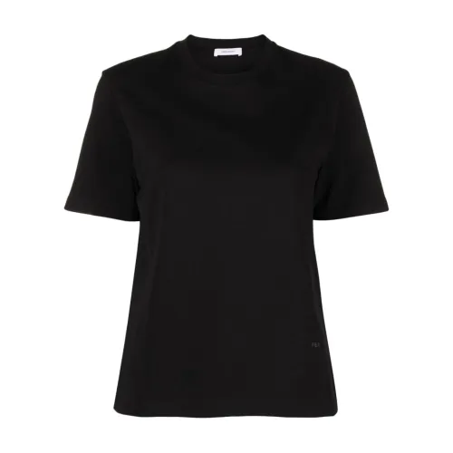 Salvatore Ferragamo , Black Cotton T-shirt with Logo Print ,Black female, Sizes: