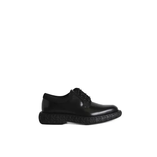 Salvatore Ferragamo , Black Flat Shoes ,Black male, Sizes:
