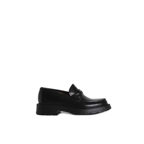 Salvatore Ferragamo , Black Flat Shoes with Signature Crossbar ,Black male, Sizes: