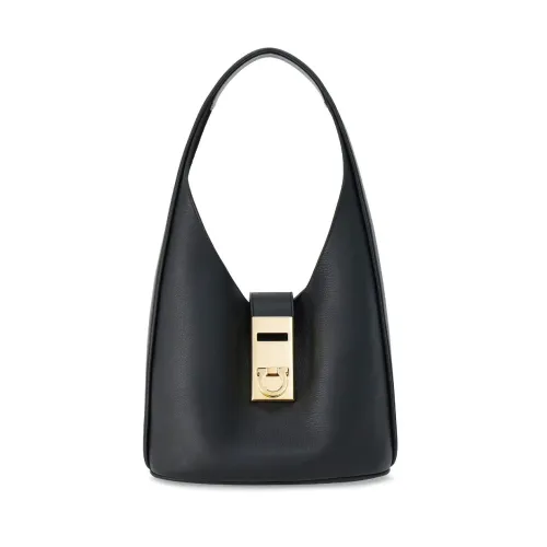 Salvatore Ferragamo , Black Gancini Leather Hobo Bag ,Black female, Sizes: ONE SIZE
