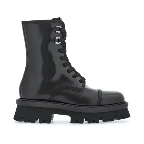 Salvatore Ferragamo , Black Leather Chunky Sole Boots ,Black female, Sizes: