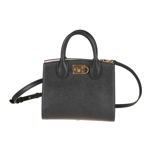 Salvatore Ferragamo , Black Leather Handbag with Adjustable Strap ,Black female, Sizes: ONE SIZE