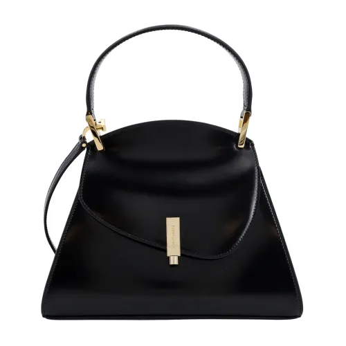 Salvatore Ferragamo , Black Leather Handbag with Snap Closure ,Black female, Sizes: ONE SIZE