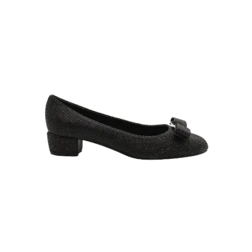 Salvatore Ferragamo , Black Leather Heels ,Black female, Sizes: