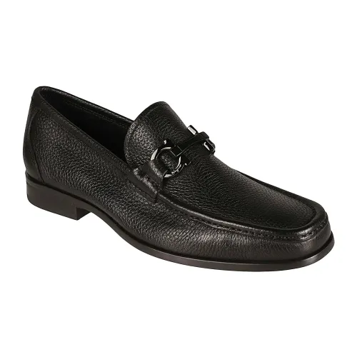 Salvatore Ferragamo , Black Leather Horsebit Mocassin Loafers ,Black male, Sizes: