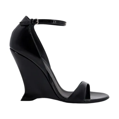 Salvatore Ferragamo , Black Leather Sandals with Adjustable Ankle Strap ,Black female, Sizes: