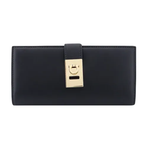 Salvatore Ferragamo , Black Leather Wallet with Multiple Compartments ,Black female, Sizes: ONE SIZE