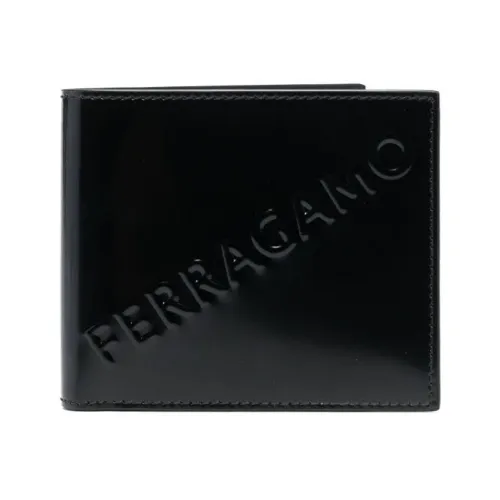 Salvatore Ferragamo , Black Logo-Embossed Leather Wallet ,Black male, Sizes: ONE SIZE
