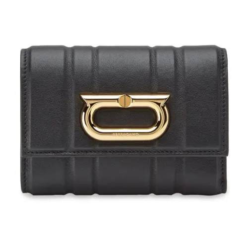 Salvatore Ferragamo , Black Padded Wallet with Gold-Tone Hardware ,Black female, Sizes: ONE SIZE