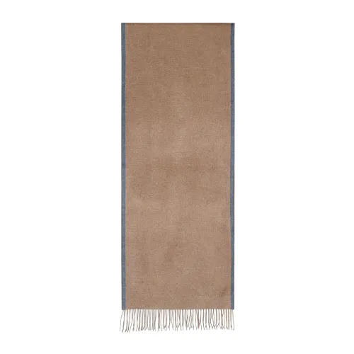 Salvatore Ferragamo , Camel Silk Scarf with Fringed Edge ,Brown male, Sizes: ONE