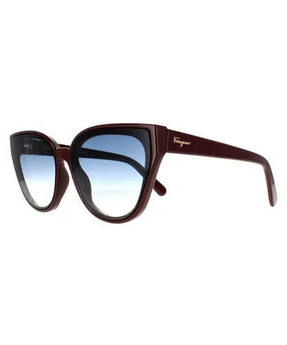 Salvatore Ferragamo Cat Eye Womens Burgundy Blue Gradient Sunglasses - Red - One