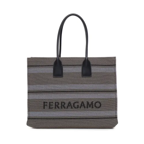 Salvatore Ferragamo , Cotton Blend Tote Bag ,Beige female, Sizes: ONE SIZE