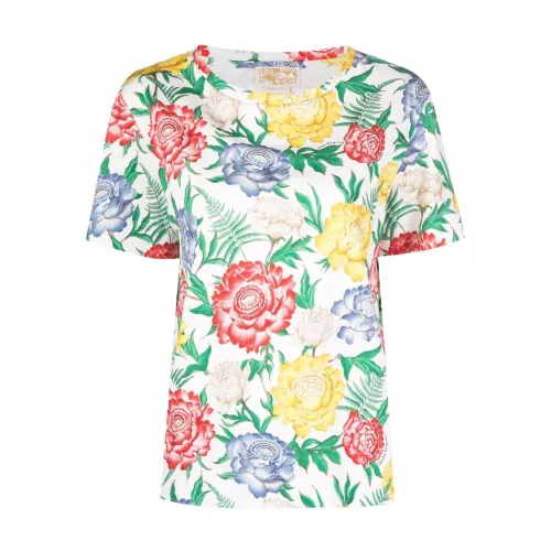Salvatore Ferragamo , Floral Print Cotton T-shirt ,Multicolor female, Sizes:
