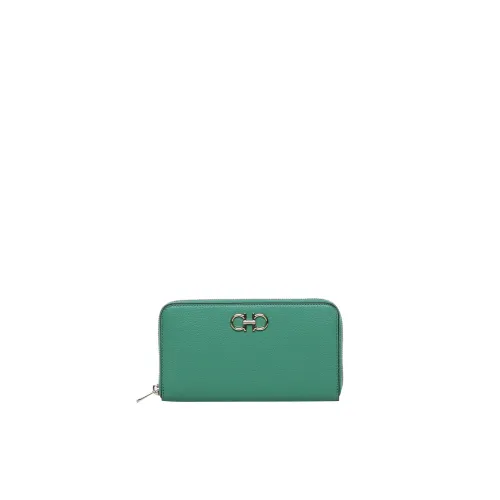 Salvatore Ferragamo , Gancini Double Compartment Wallet ,Green female, Sizes: ONE SIZE