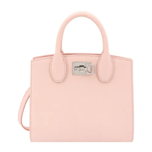 Salvatore Ferragamo , Iconic Gancini Leather Handbag ,Pink female, Sizes: ONE SIZE