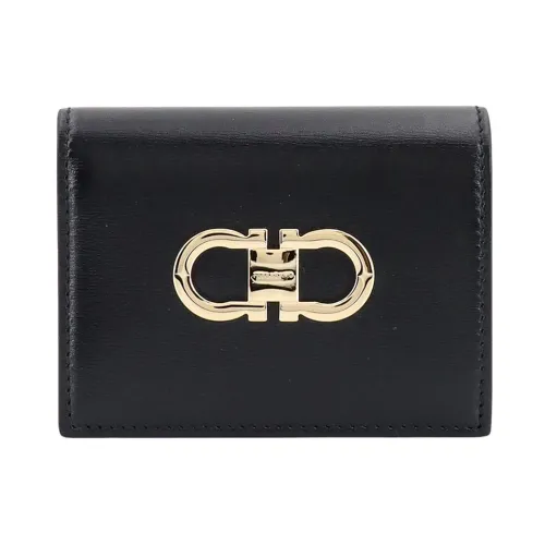 Salvatore Ferragamo , Iconic Gancini Leather Wallet ,Black female, Sizes: ONE SIZE