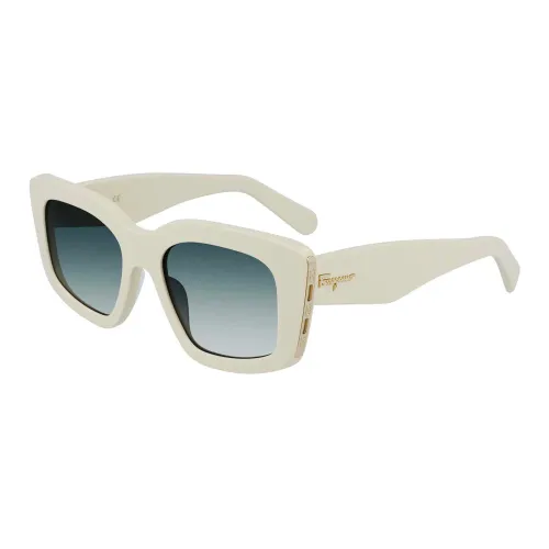 Salvatore Ferragamo , Ivory/Blue Shaded Sunglasses Sf1024S ,White female, Sizes: