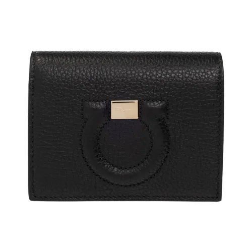 Salvatore Ferragamo , Leather wallet with logo ,Black female, Sizes: ONE SIZE