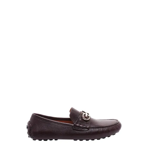 Salvatore Ferragamo , Luxurious Leather Loafers with Gancini Detail ,Brown male, Sizes: