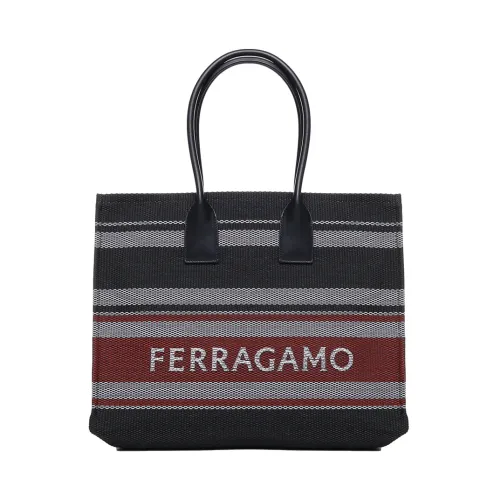 Salvatore Ferragamo , Multicolor Woven PVC Tote Bag ,Black female, Sizes: ONE SIZE