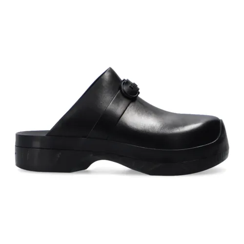 Salvatore Ferragamo , Nope Leather Slides ,Black female, Sizes: