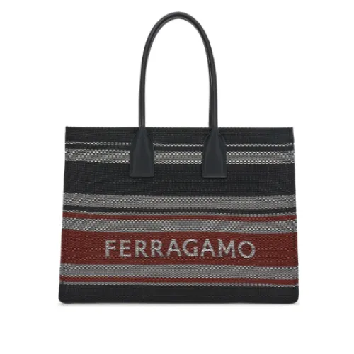 Salvatore Ferragamo , Signature Tote Bag with Jacquard Logo ,Multicolor female, Sizes: ONE SIZE