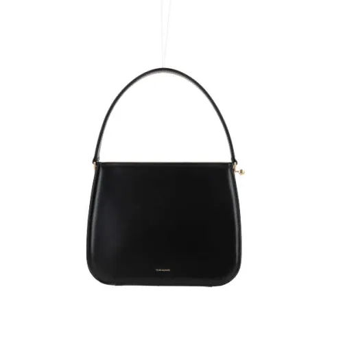 Salvatore Ferragamo , Smooth Black Leather Handbag with Gold Hardware ,Black female, Sizes: ONE SIZE