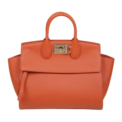 Salvatore Ferragamo , Terracotta Leather Handbag with Removable Clutch ,Orange female, Sizes: ONE SIZE