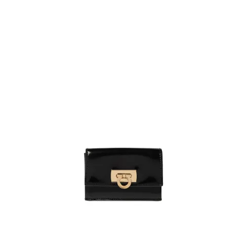 Salvatore Ferragamo , Womens Leather Card Holder ,Black female, Sizes: ONE SIZE