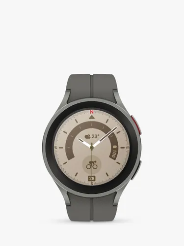 SAMSUNG Galaxy Watch5 Pro, Bluetooth, 45mm, Titanium with Silicone Strap - Grey Titanium - Unisex