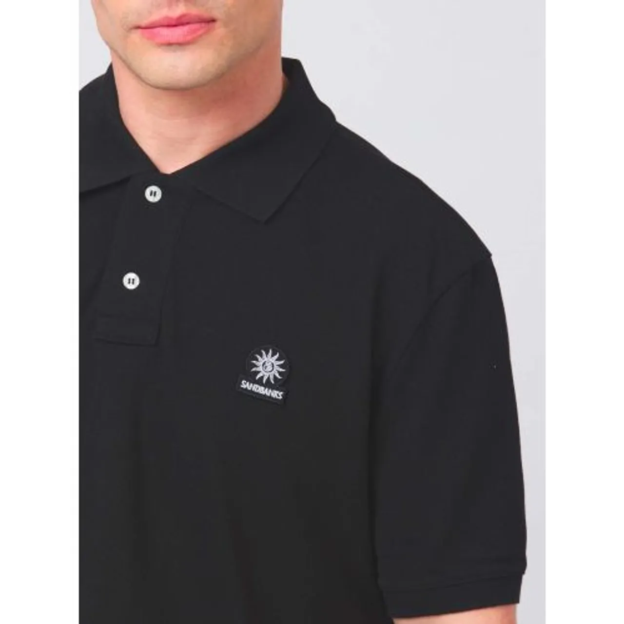 Sandbanks Mens Black Badge Logo Polo Shirt