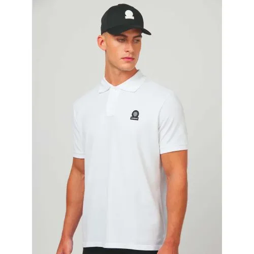 Sandbanks Mens White Badge Logo Polo Shirt