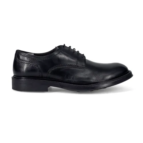 Sangiorgio , Classic Black Flat Shoes ,Black male, Sizes: