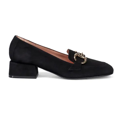 Sangiorgio , Elegant Black Suede Square Toe Shoes ,Black female, Sizes: