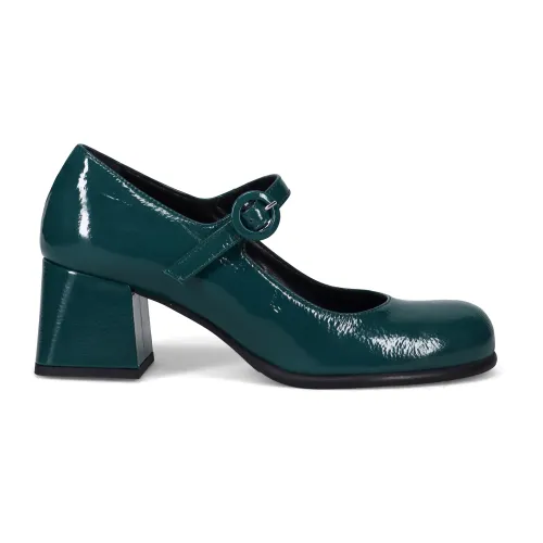 Sangiorgio , Elegant Green Patent Calfskin Strap Shoes ,Green female, Sizes: