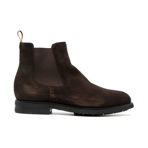 Santoni , Brown Suede Chelsea Boots ,Brown male, Sizes: