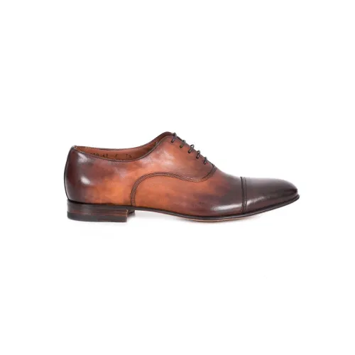 Santoni , Business Shoes, Bronze Leather, Decorative Stitching, Style ID: Mcke15570La1N-6 ,Brown male, Sizes: