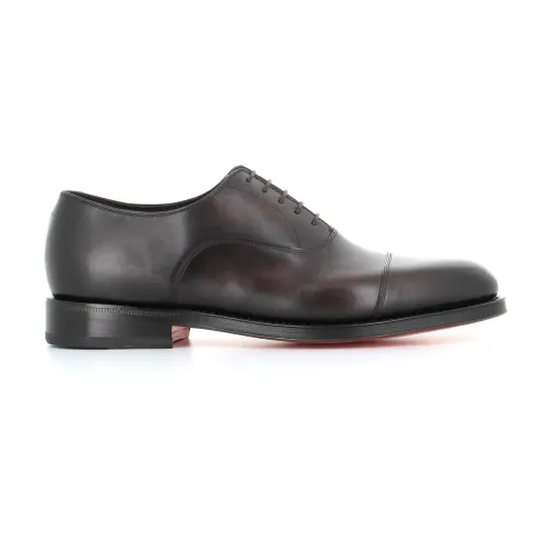Santoni , Dark Brown Oxford Flat Shoes ,Brown male, Sizes: