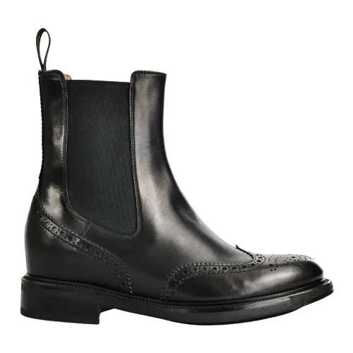 Santoni , Italian Leather Ankle Boots Beatles Style ,Black female, Sizes: