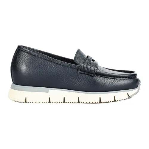 Santoni , Italian Leather Decolletes Shoes ,Blue female, Sizes: