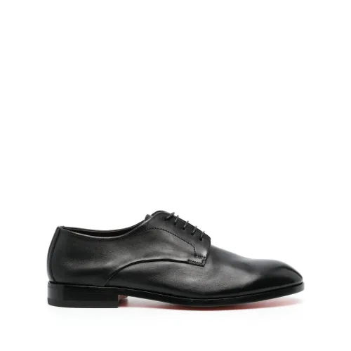 Santoni , Italian Leather Derby Shoes ,Black male, Sizes: