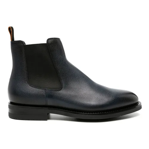 Santoni , Leather Chelsea Boots ,Blue male, Sizes:
