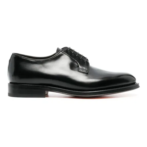 Santoni , Leather derby shoes ,Black male, Sizes:
