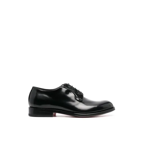Santoni , Pohn01 Black Guillem Lace-Up Shoes ,Black male, Sizes: