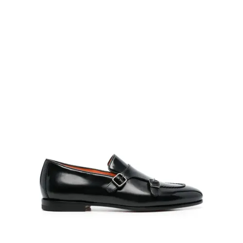 Santoni , Santoni Flat shoes Black ,Black male, Sizes: